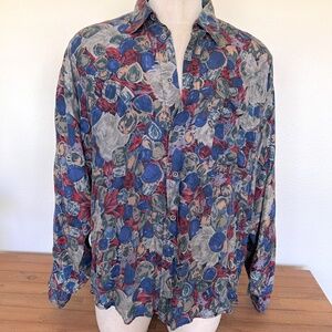 90's Silk Abstract Mens Shirt - Size 3X